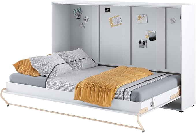 Horizontal Fold Away Pull Out Wall Bed in White