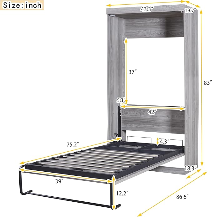 Twin Murphy Bed Space-Saving Wall Bed